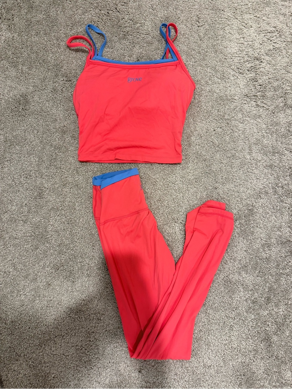 Grove Women's Coral & Blue Layered Tank and Legging Set